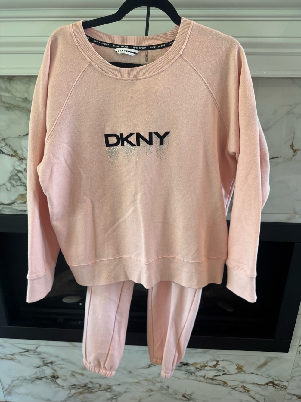 DKNY Light Pink Girls Logo Sweatshirt & Jogger Pajama Set